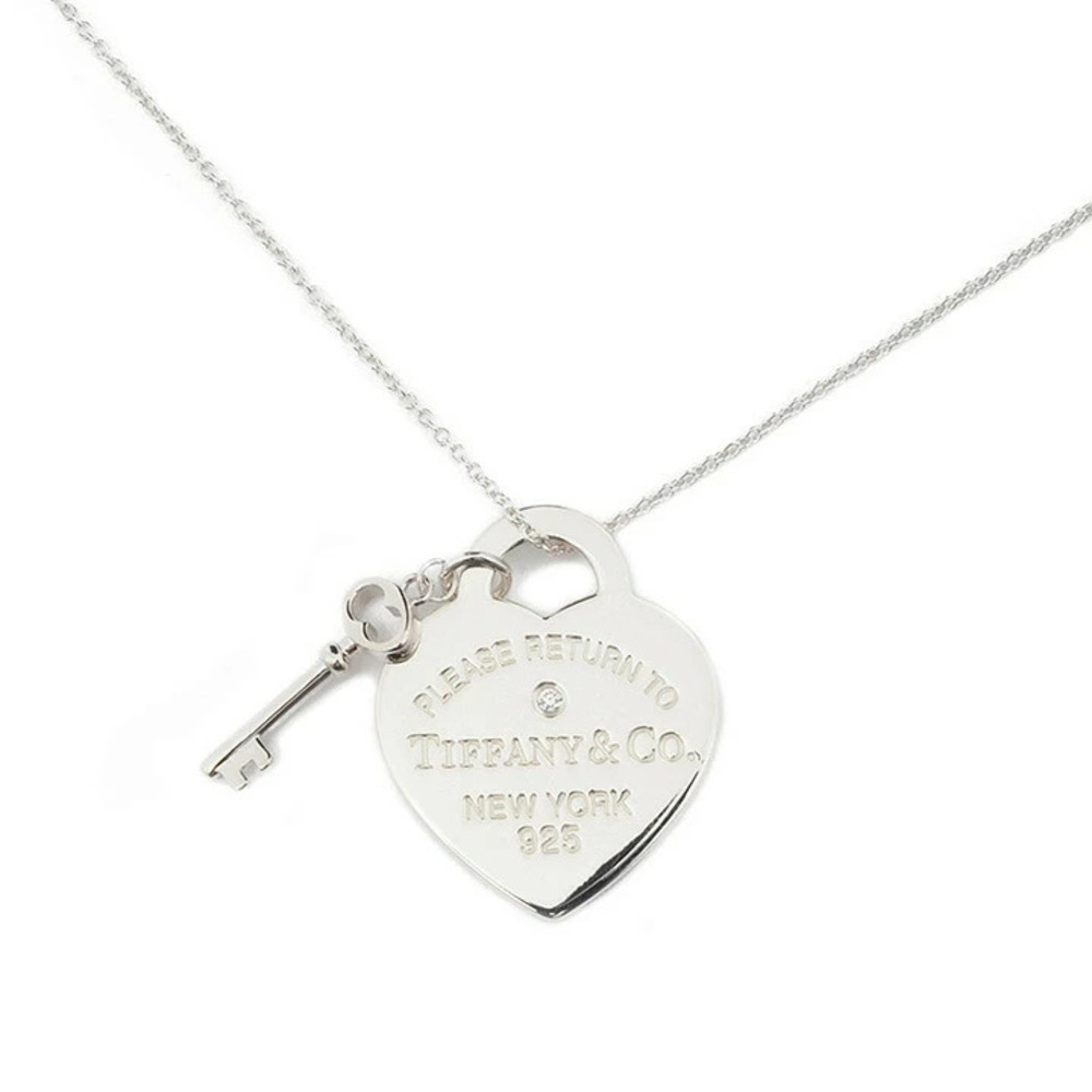 Tiffany Co Necklace Silver to Heart Key Pendant